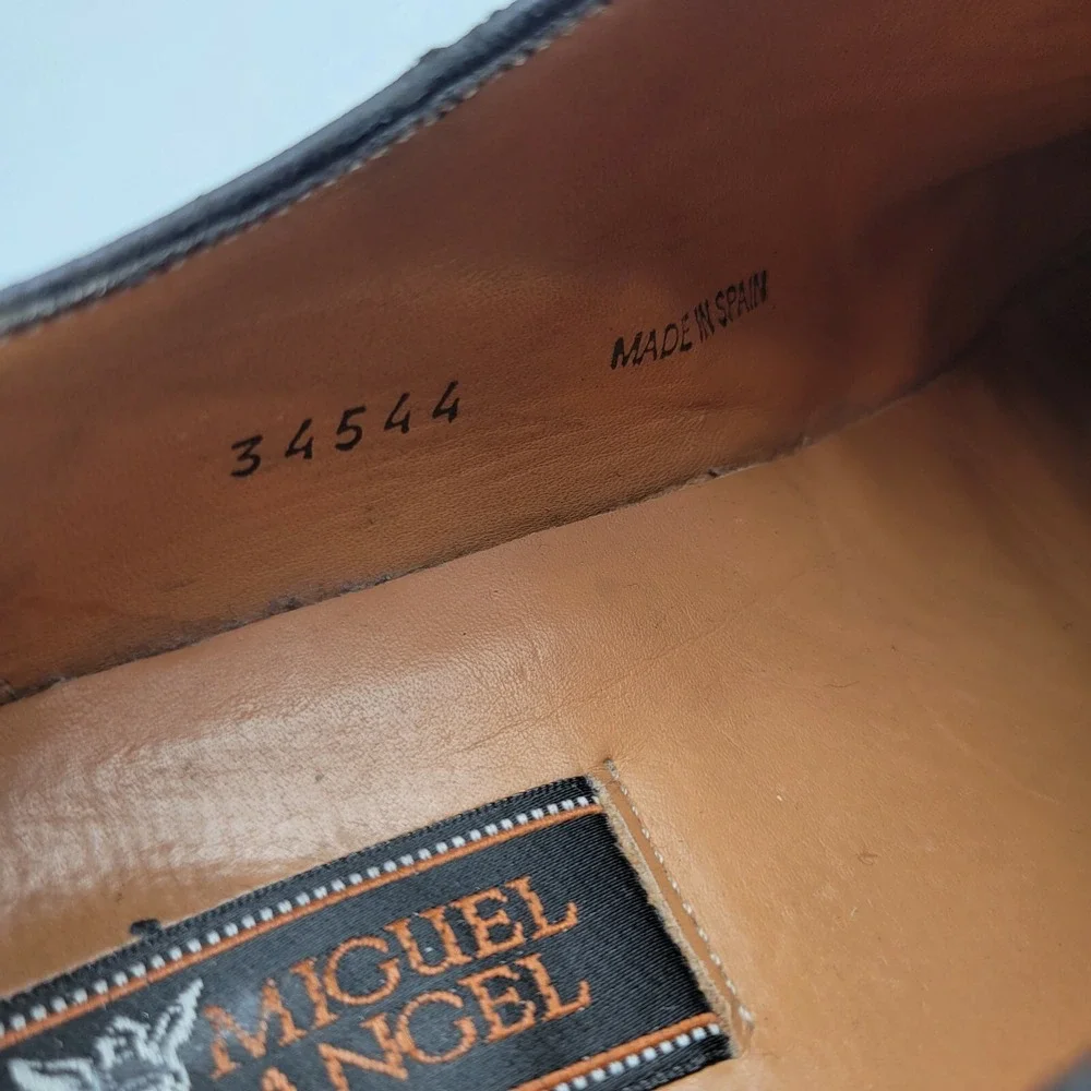 Miguel Angel Oxfords Shoes Mens Size‎ 10 M Black Leather Cap Toe Made in Spain